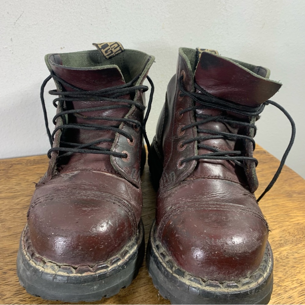 Steel Vibtage pink Steel toe leather boots